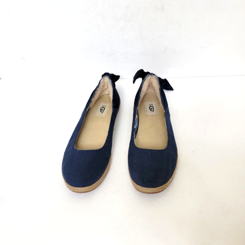 So cute!! Ugg Perrie Slip on Espadrille Ballerina Navy Cotton Shoes